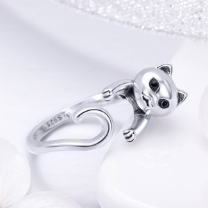 Stříbrné prsten Naughty Cat SCR409 Pandora styl