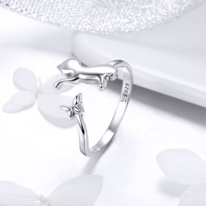 Stříbrné prsten Kočičí Přátelství SCR443 Pandora styl