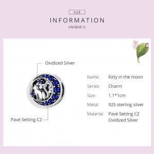 Stříbrné Přívěsek Koťátko Na Měsíci SCC1204, Kubická zirkonie, Pandora styl