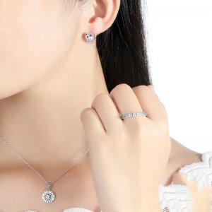 Stříbrné prsten Růžové Srdce SCR015, Kubická zirkonie, jako Pandora