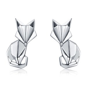 Stříbrné Peckové Náušnice Origami Liška SCE526 Pandora styl