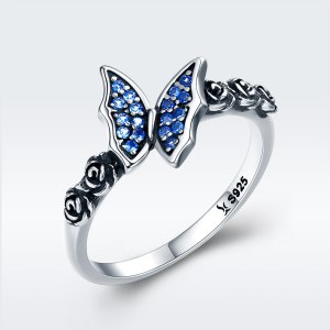 Stříbrné prsten Šumivé Motýl SCR285, Kubická zirkonie, jako Pandora