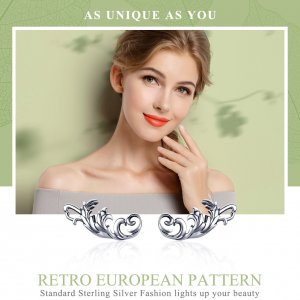 Stříbrné Peckové Náušnice Retro Evropská Květina SCE580 Pandora styl