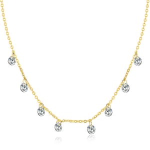 14k Pozlacené Řetízkový náhrdelník Vzpomenout Si SCN299-B, Kubická zirkonie, jako Pandora