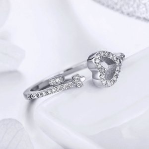 Stříbrné prsten Klíč Srdce SCR502, Kubická zirkonie, jako Pandora