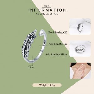 Stříbrné prsten Nádherná Listová SCR313, Kubická zirkonie, jako Pandora