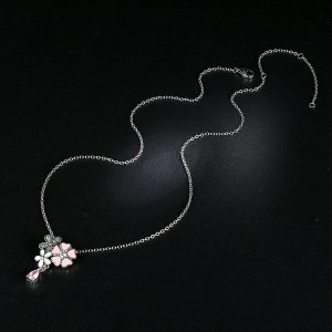Stříbrné Náhrdelník Třešňový Květ SCN046, Kubická zirkonie, jako Pandora