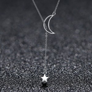 Stříbrné Náhrdelník Hvězda A Měsíc Víla SCN108 Pandora styl