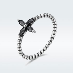 Stříbrné prsten Moderní Květina SCR137, Kubická zirkonie, jako Pandora