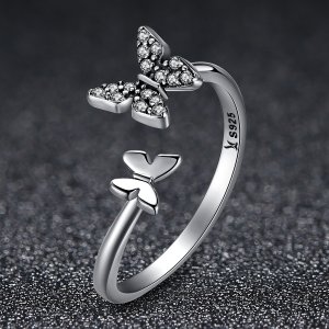 Stříbrné prsten Butterfly Dance SCR087, Kubická zirkonie, jako Pandora