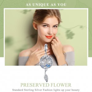 Stříbrné Visací Přívěsek Konzervovaná Květina SCC1123, Kubická zirkonie, Pandora styl