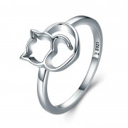 Stříbrné prsten Naughty Kitten SCR104 Pandora styl