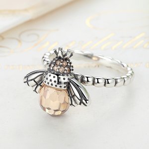 Stříbrné prsten Včelí Královna SCR025, Kubická zirkonie, jako Pandora