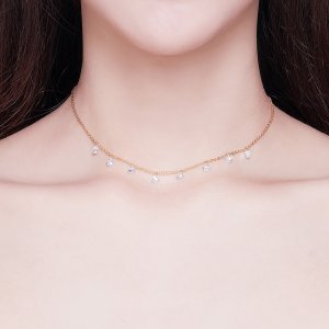 14k Pozlacené Řetízkový náhrdelník Vzpomenout Si SCN299-B, Kubická zirkonie, jako Pandora