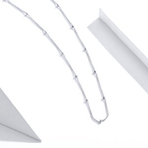 Stříbrné Řetízkový náhrdelník Základní Řetěz Malých Kuliček SCN391 Pandora styl