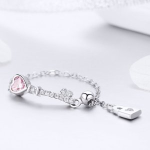 Stříbrné prsten Key To Heart Lock SCR425, Kubická zirkonie, jako Pandora