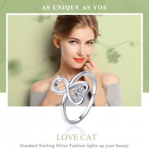 Stříbrné prsten Kočka SCR417, Kubická zirkonie, jako Pandora
