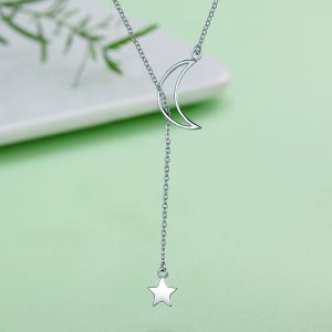 Stříbrné Náhrdelník Hvězda A Měsíc Víla SCN108 Pandora styl