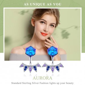 Stříbrné Visací Náušnice Aurora SCE544, Kubická zirkonie, Pandora styl