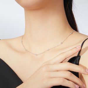 Stříbrné Řetízkový náhrdelník Jednoduchý SCN393, Kubická zirkonie, jako Pandora