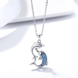 Stříbrné Náhrdelník Fantasy Delfín SCN168, Kubická zirkonie, jako Pandora