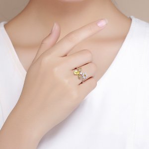 Stříbrné prsten Včelí Požehnání SCR348, Kubická zirkonie, jako Pandora