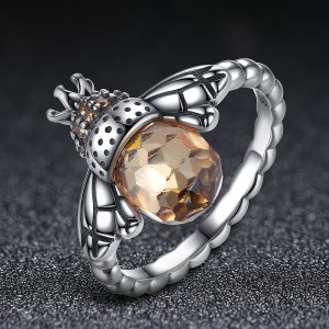 Stříbrné prsten Včelí Královna SCR025, Kubická zirkonie, jako Pandora