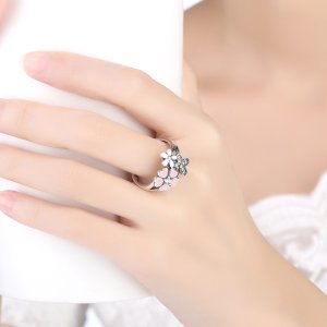 Stříbrné prsten Třešňový Květ SCR004, Kubická zirkonie, jako Pandora