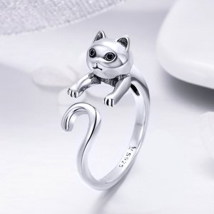 Stříbrné prsten Naughty Cat SCR409 Pandora styl