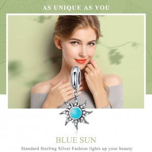 Stříbrné Přívěsek Modré Slunce SCC1068, Kubická zirkonie, Pandora styl