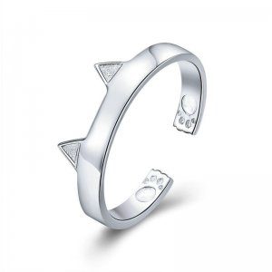 Stříbrné prsten Roztomilé Kočičí Uši SCR387 Pandora styl