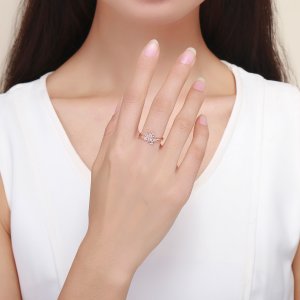 Rose Gold prsten Javorový List SCR481 Pandora styl