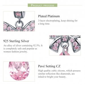 Stříbrné Přívěsek Růžový Motýlek SCC1074, Kubická zirkonie, Pandora styl