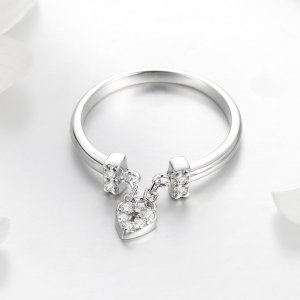 Stříbrné prsten Srdeční Zámek SCR466, Kubická zirkonie, jako Pandora