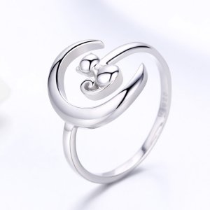 Stříbrné prsten Měsíc A Kočka SCR451 Pandora styl