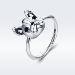 Stříbrné prsten Roztomilý Buldok SCR261 Pandora styl