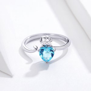 Stříbrné prsten Modrá Kočka SCR533, Kubická zirkonie, jako Pandora