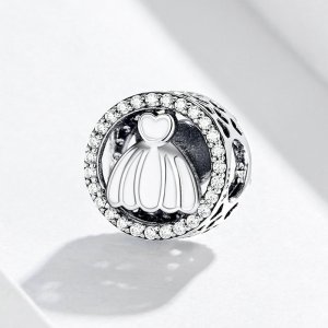 Stříbrné Přívěsek Svatební Šaty SCC1228, Kubická zirkonie, Pandora styl