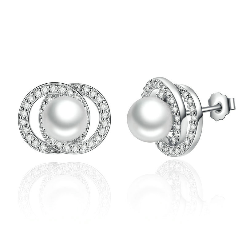 stříbrné peckové náušnice perla sce020 kubická zirkonie jako pandora