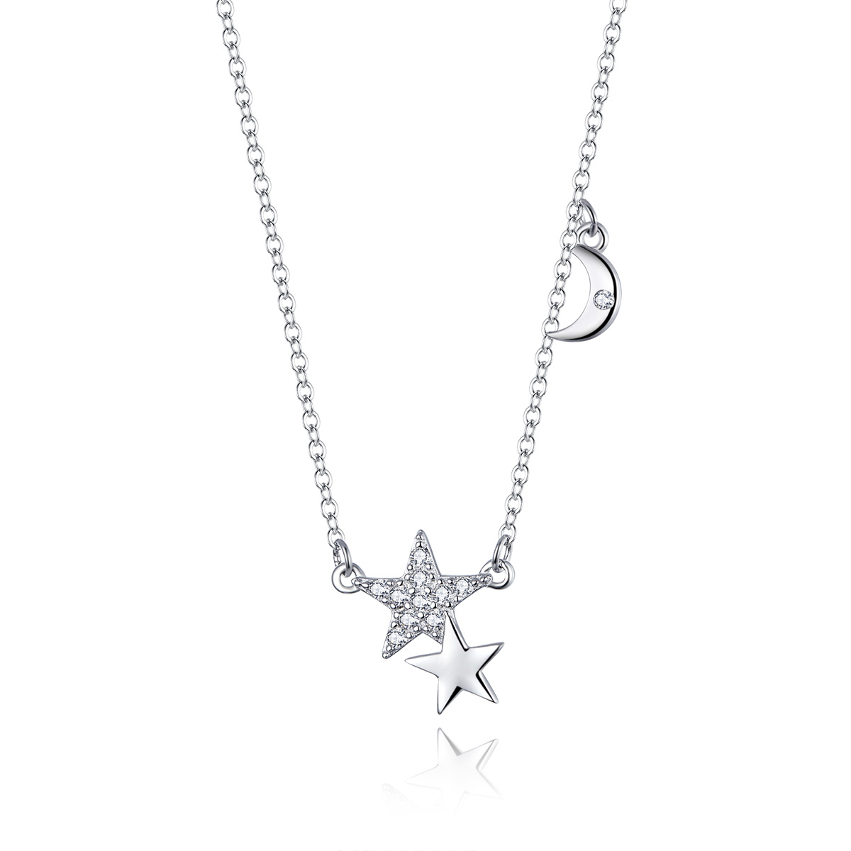 stříbrné náhrdelník hvězdy a příběh měsíce scn404 kubická zirkonie jako pandora