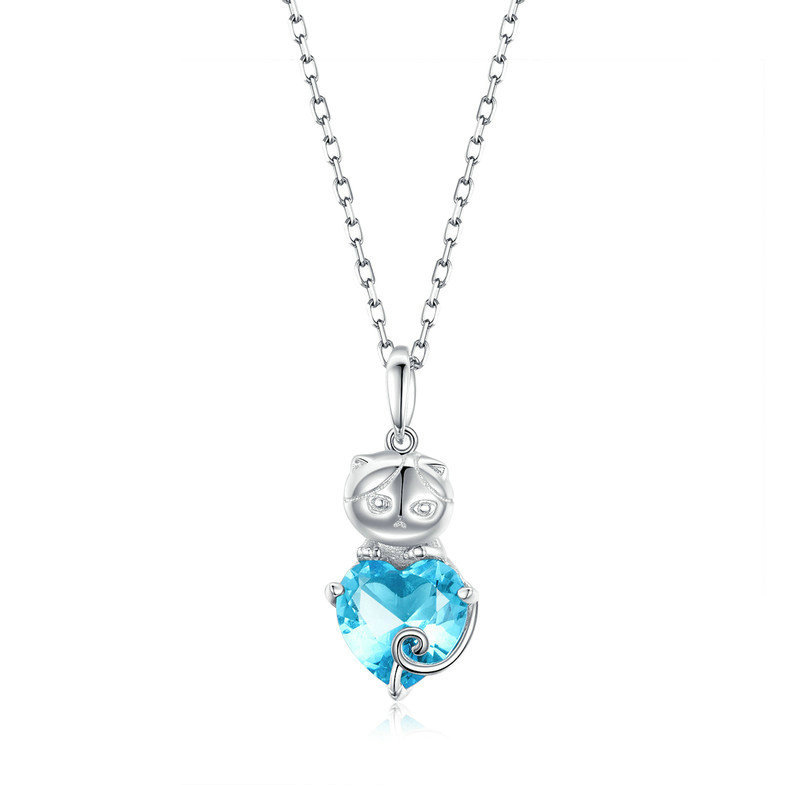 stříbrné náhrdelník modrá kočka scn331 kubická zirkonie jako pandora