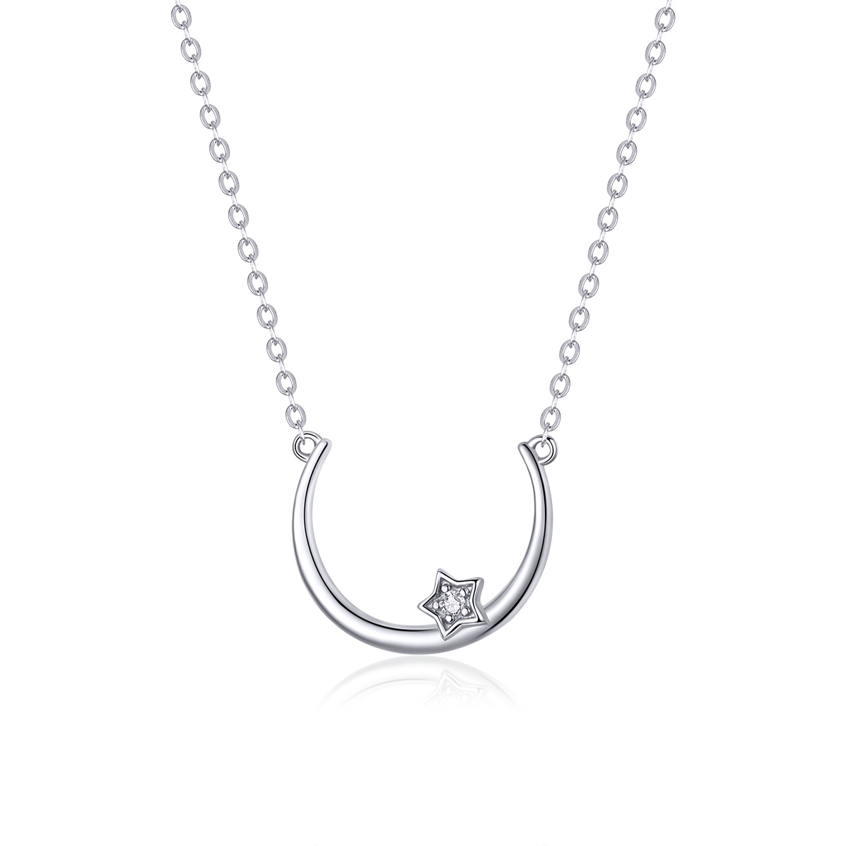 stříbrné náhrdelník ofsetový hvězdný kruh scn382 kubická zirkonie jako pandora