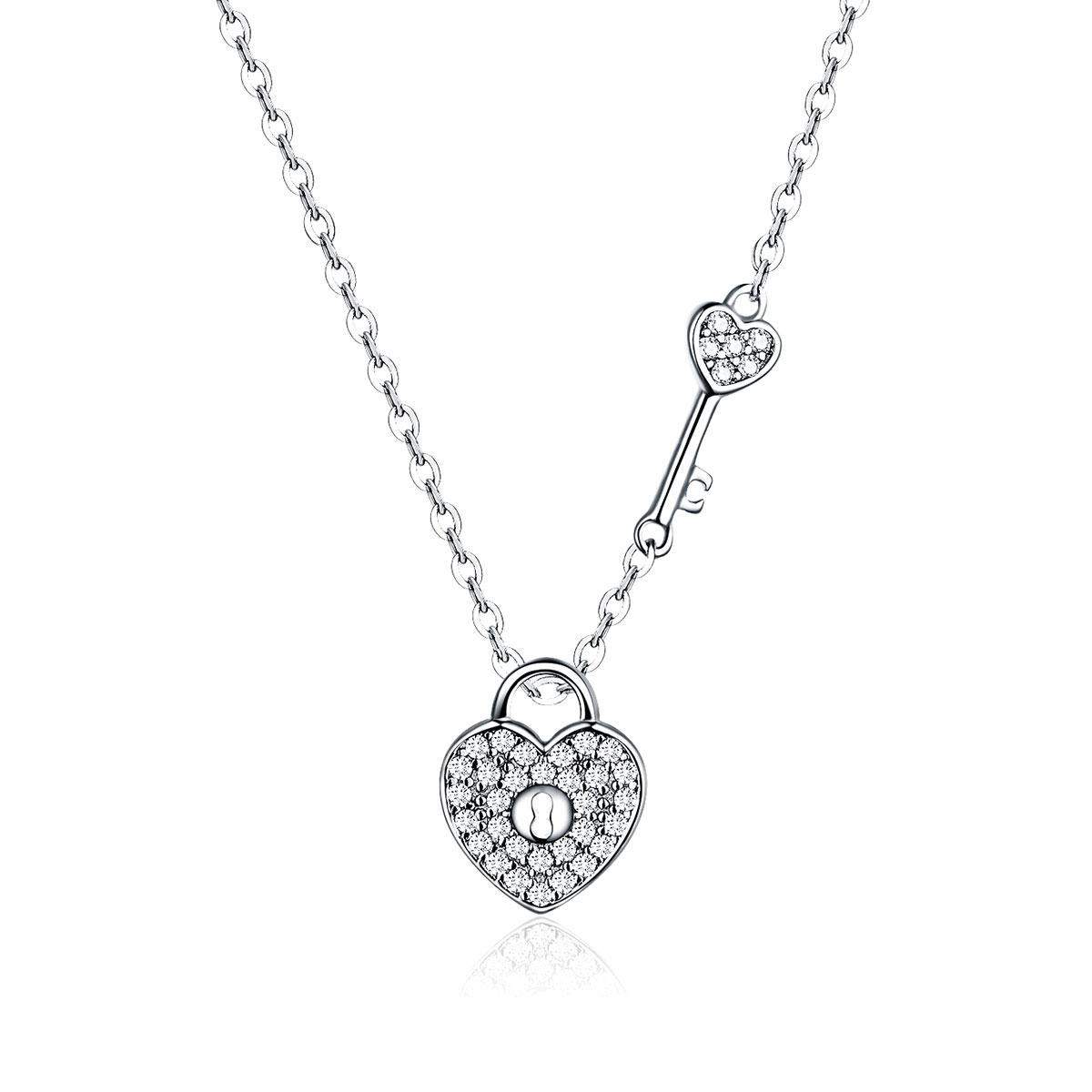 stříbrné náhrdelník srdeční zámek scn315 kubická zirkonie jako pandora