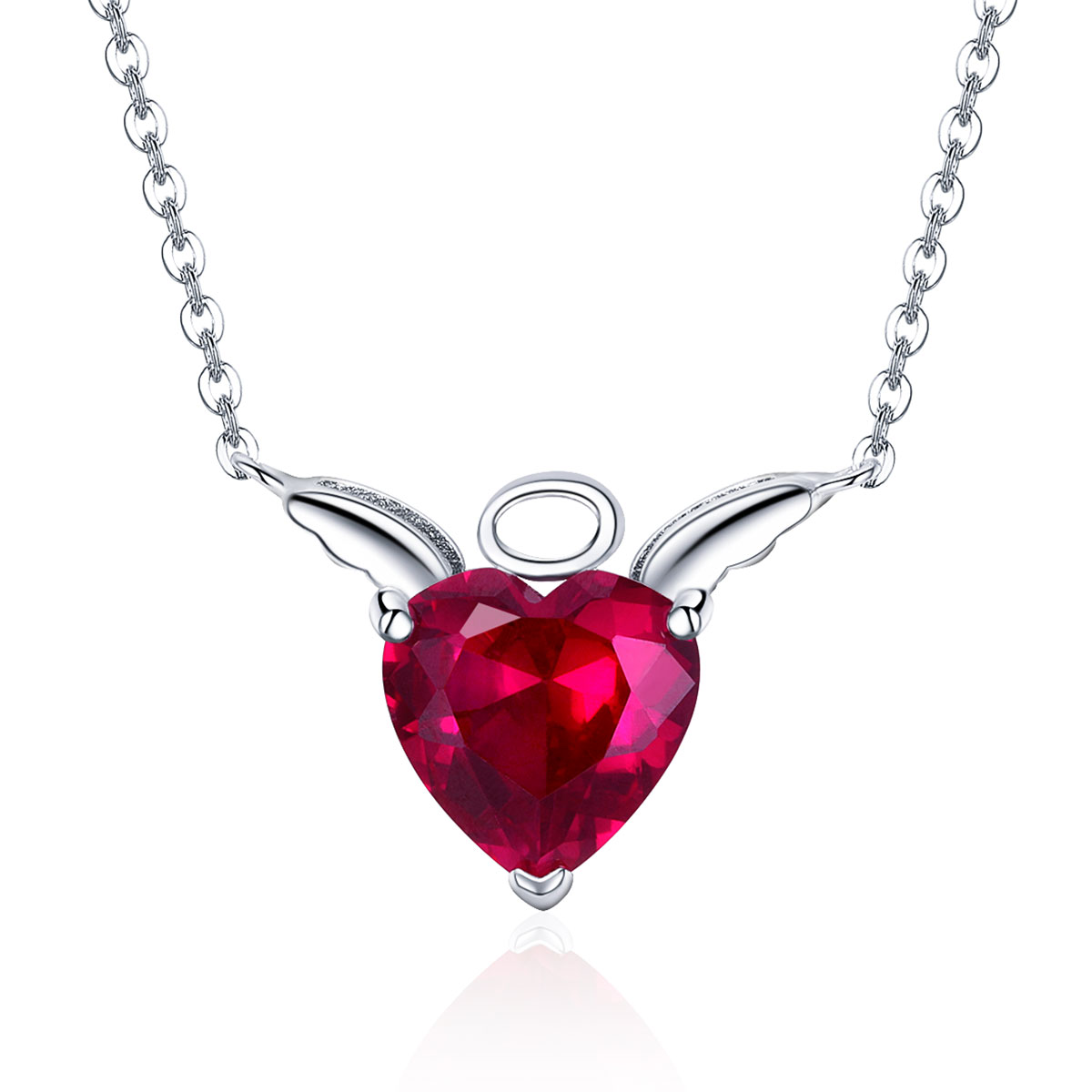 stříbrné náhrdelník červený anděl srdce scn285 kubická zirkonie jako pandora