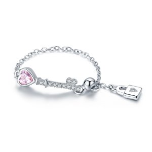 Stříbrné prsten Key To Heart Lock SCR425, Kubická zirkonie, jako Pandora