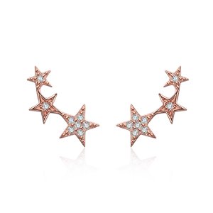 Rose Gold Peckové Náušnice Tajemství Hvězd SCE291, Kubická zirkonie, jako Pandora