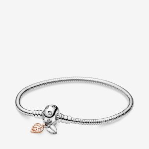(obrázek pro) Hadovitý řetízkový náramek Pandora Moments s listy - 588333CZ