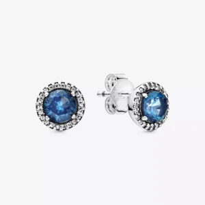 Pandora Peckové náušnice Modrý kulatý třpyt 296272C01 (obrázek pro) Pandora Peckové náušnice Modrý kulatý třpyt 296272C01