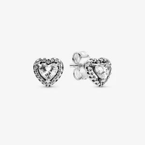 Pandora Peckové náušnice Vyvýšené srdce 298427C01 (obrázek pro) Pandora Peckové náušnice Vyvýšené srdce 298427C01