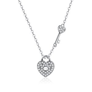 Stříbrné Náhrdelník Srdeční Zámek SCN315, Kubická zirkonie, jako Pandora